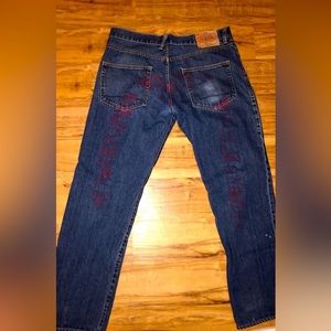 *VINTAGE* Damaged Evisu Sz 38 Jeans